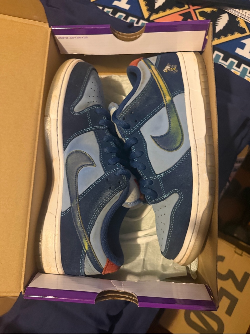 Nike Kids Two-Tone Blue Suede Low-Top Sneakers